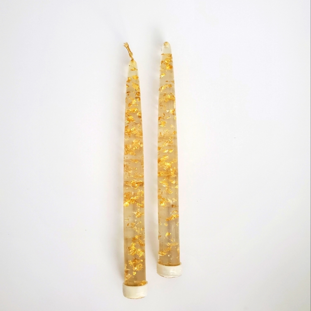 Vintage Lucite Candlesticks Acrylic Decorative Candles with Gold Flecks MCM READ